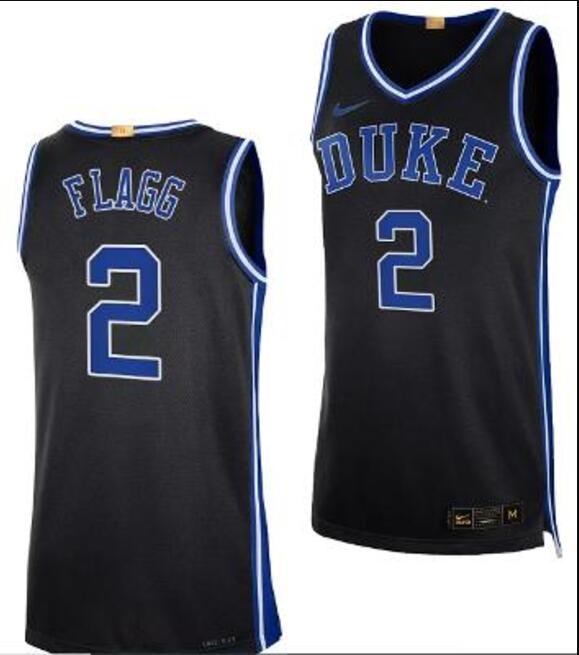 Cooper Flagg Jersey #2 Duke Blue Devils College Basketball Royal- BLACK