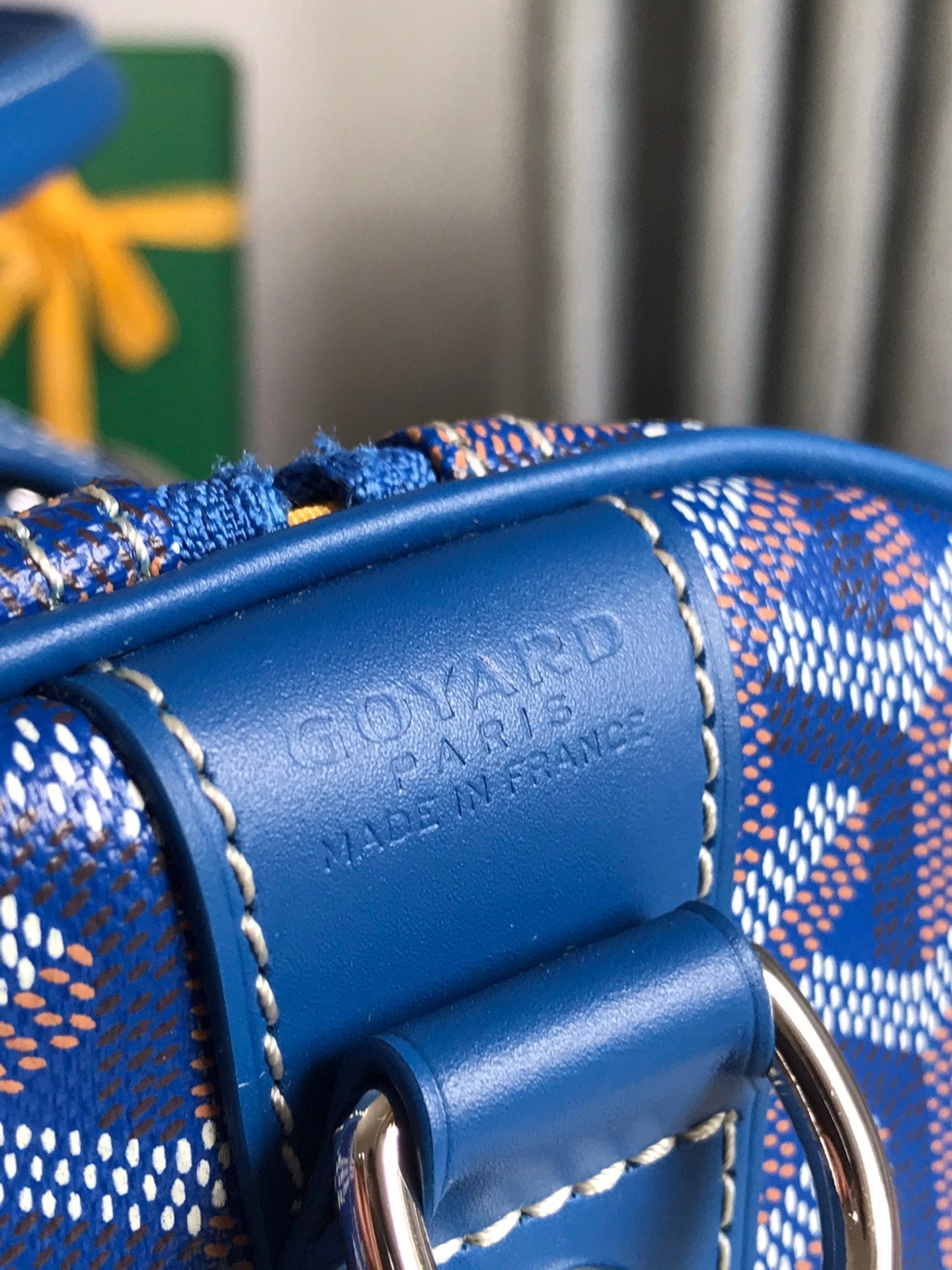 Goyard Boston 50 Bag Cm Sapphire Blue Goyardine Canvas And Calfskin Trim