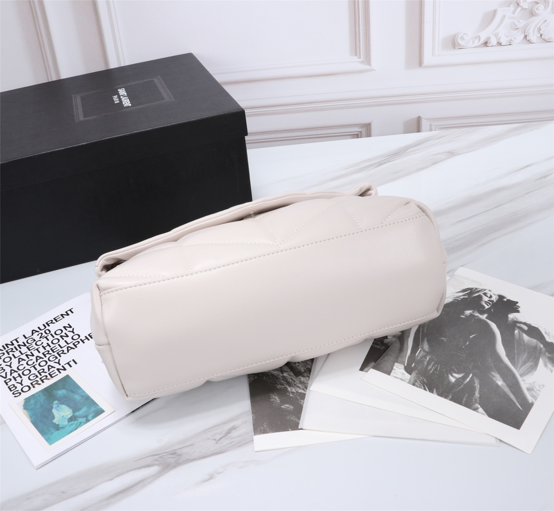 Saint Laurent Loulou Small Chain Bag In Matelasse Y White Silver 29Cm