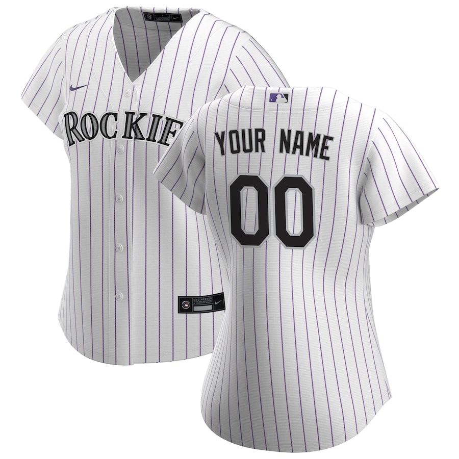 Colorado Rockies Women's Home Custom Jersey White