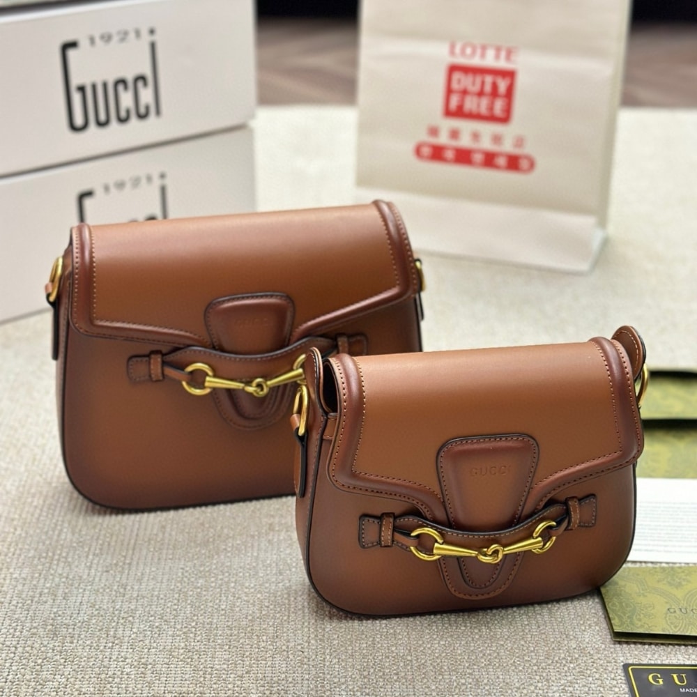 Gucci Lady Web Hand Stained Leather Shoulder Bag In Brown 25Cm 380573 B012A 2574