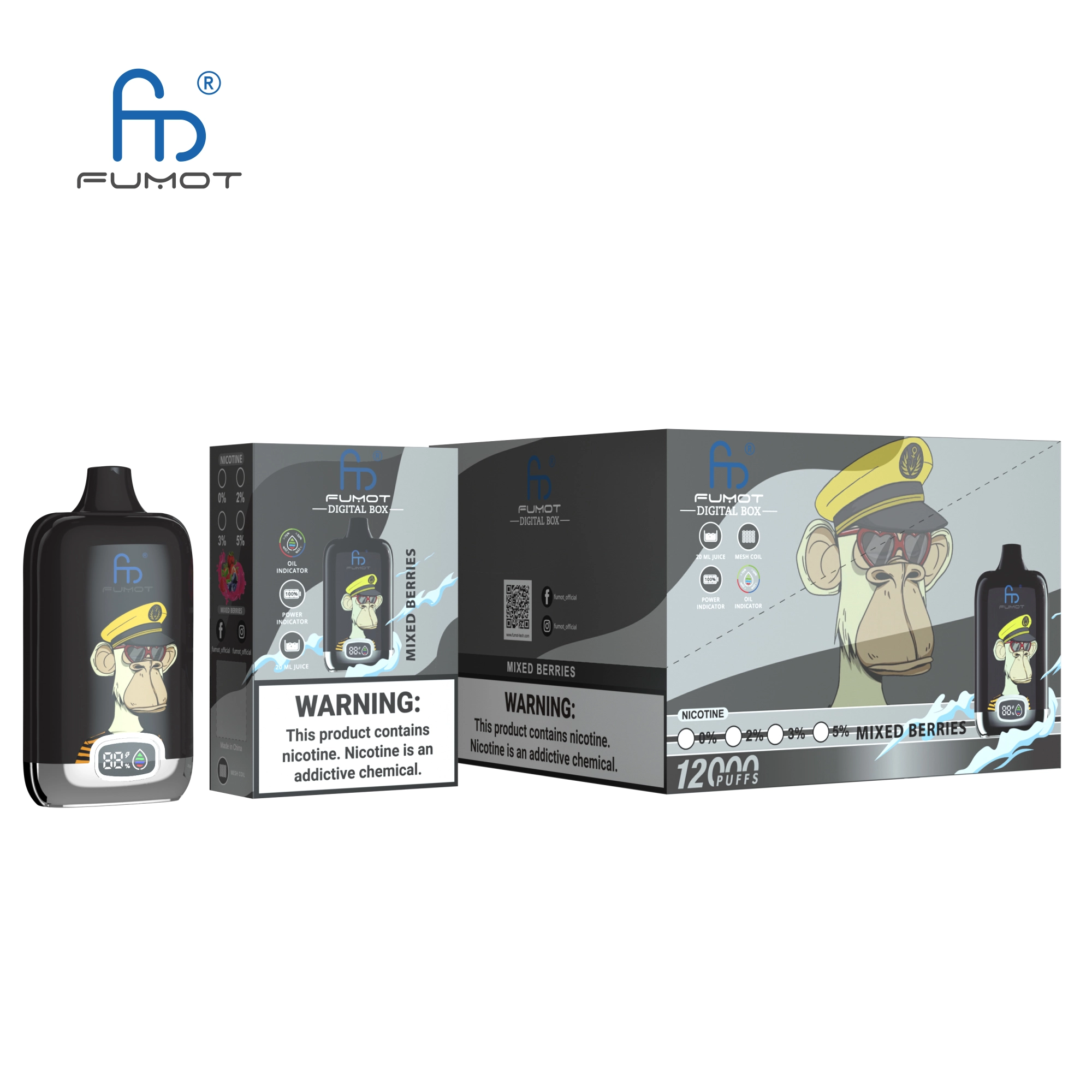 （3 pieces）RandM Digital Box 12000 Puffs Disposable Vape