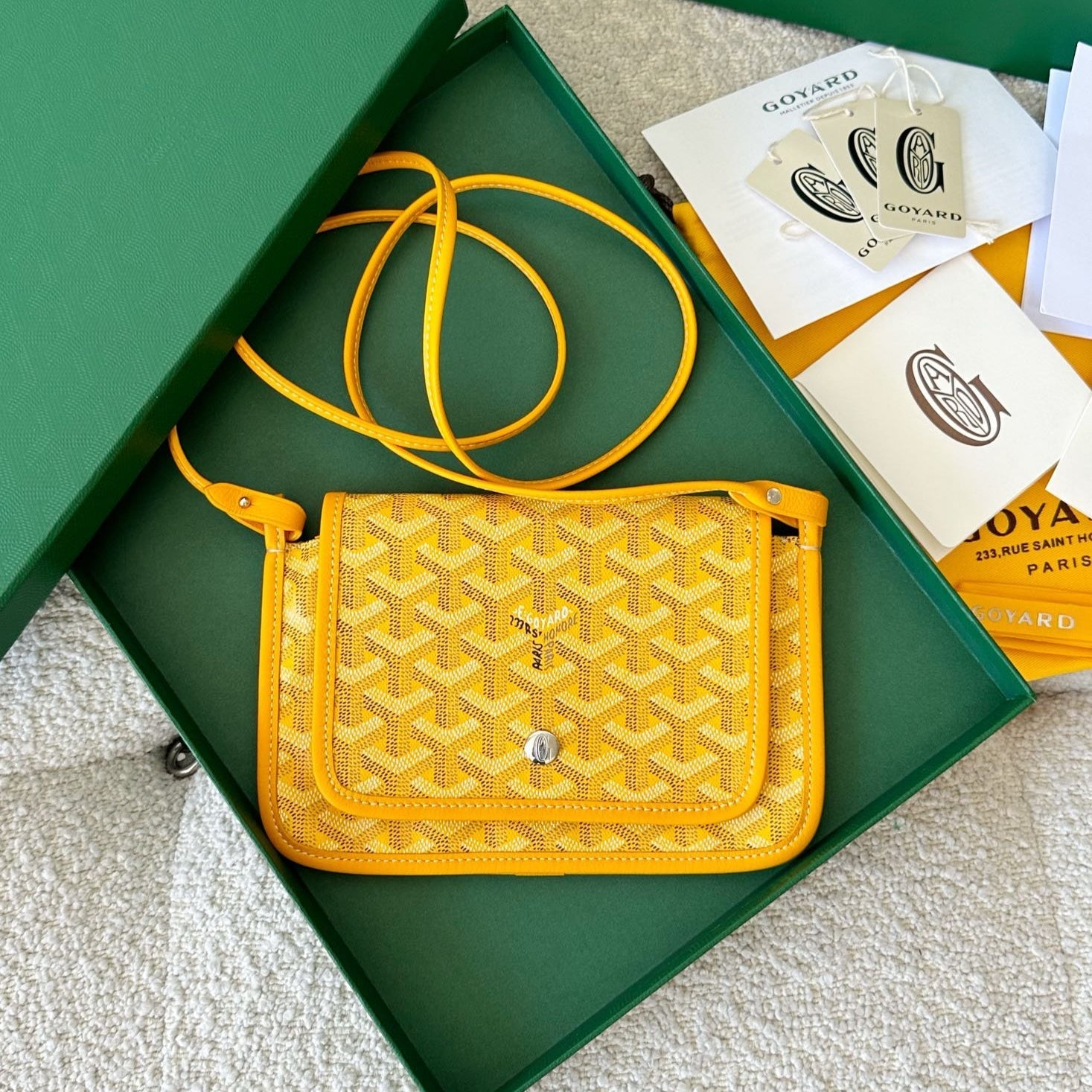 Goyard Plumet Pocket Wallet 20cm Yellow Goyardine Canvas And Lambskin Trim