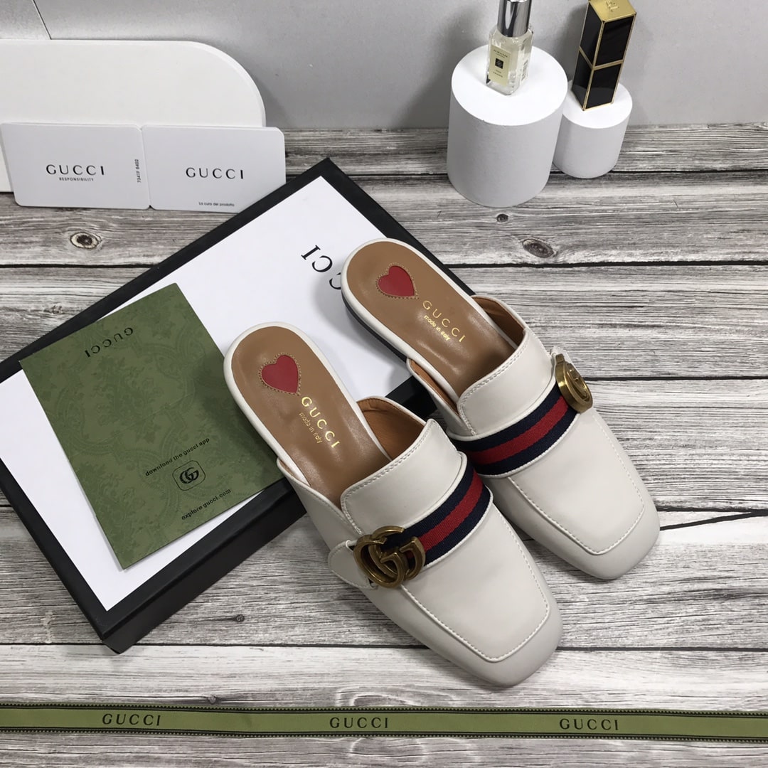 Gucci Women?S Princetown Leather Slipper White 629084