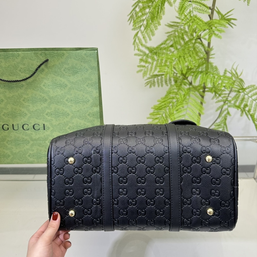 Gucci Tote Bag Canvas Leather Crossbody Handbag Black 33cm