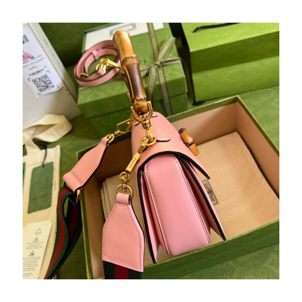 Gucci Small Top Handle Bag with Bamboo Pink