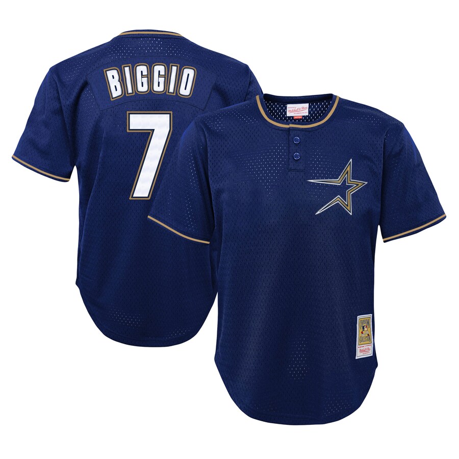 Craig Biggio Houston Astros Mitchell&Ness Youth Cooperstown Collection Mesh Batting Practice Jersey Navy