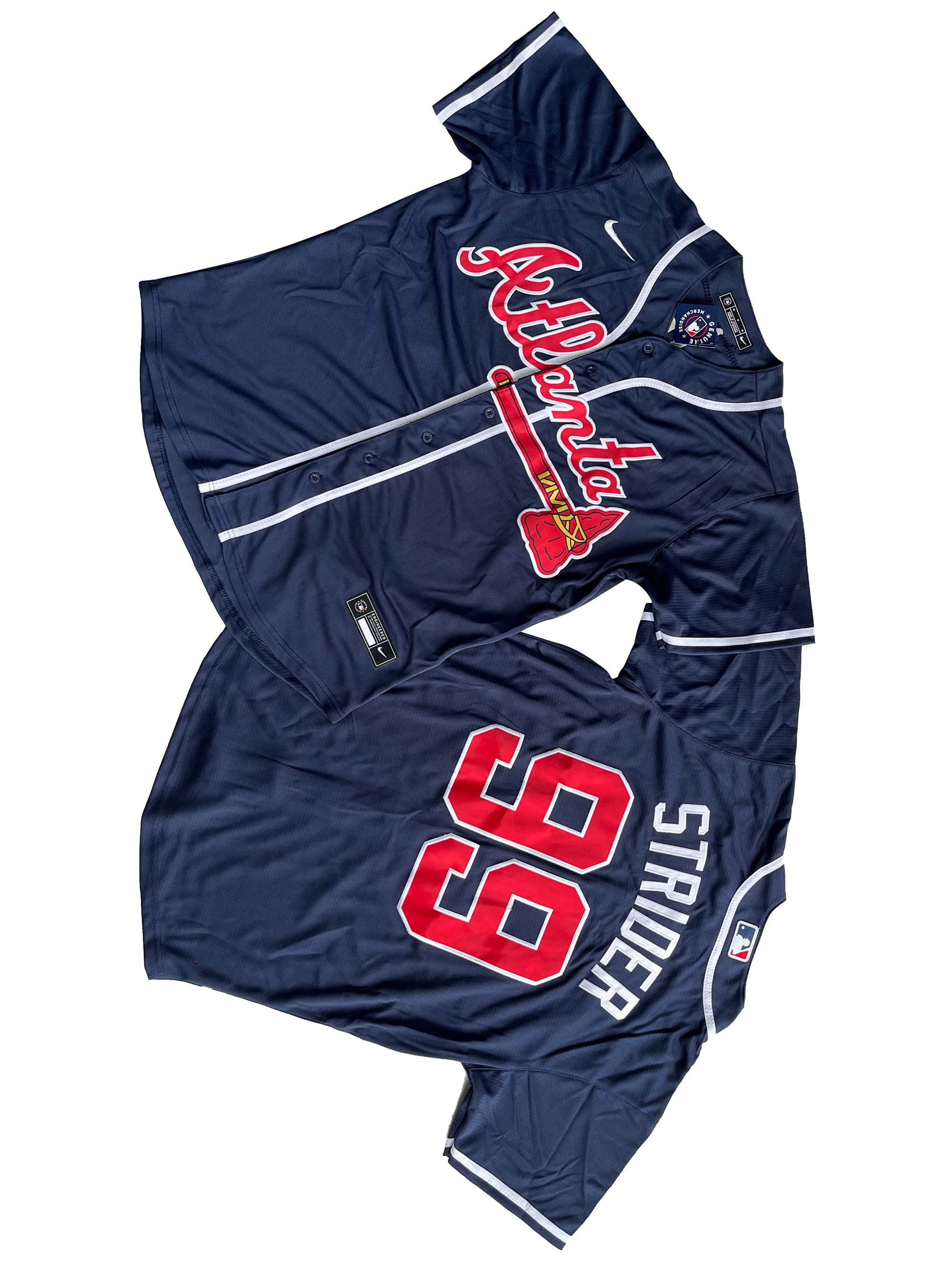 Men's Atlanta Braves 99# Spencer Strider  Navy Alternate Replica Player Name Jersey
