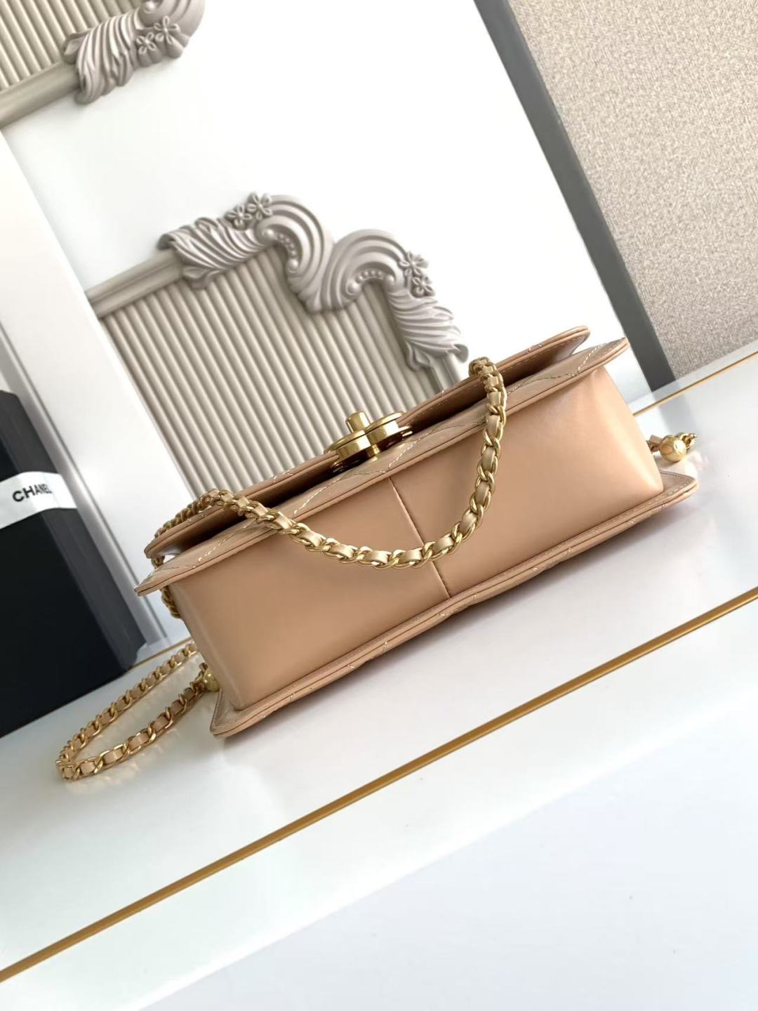 Chanel Calfskin Quilted Perfect Fit Flap Beige 22cm