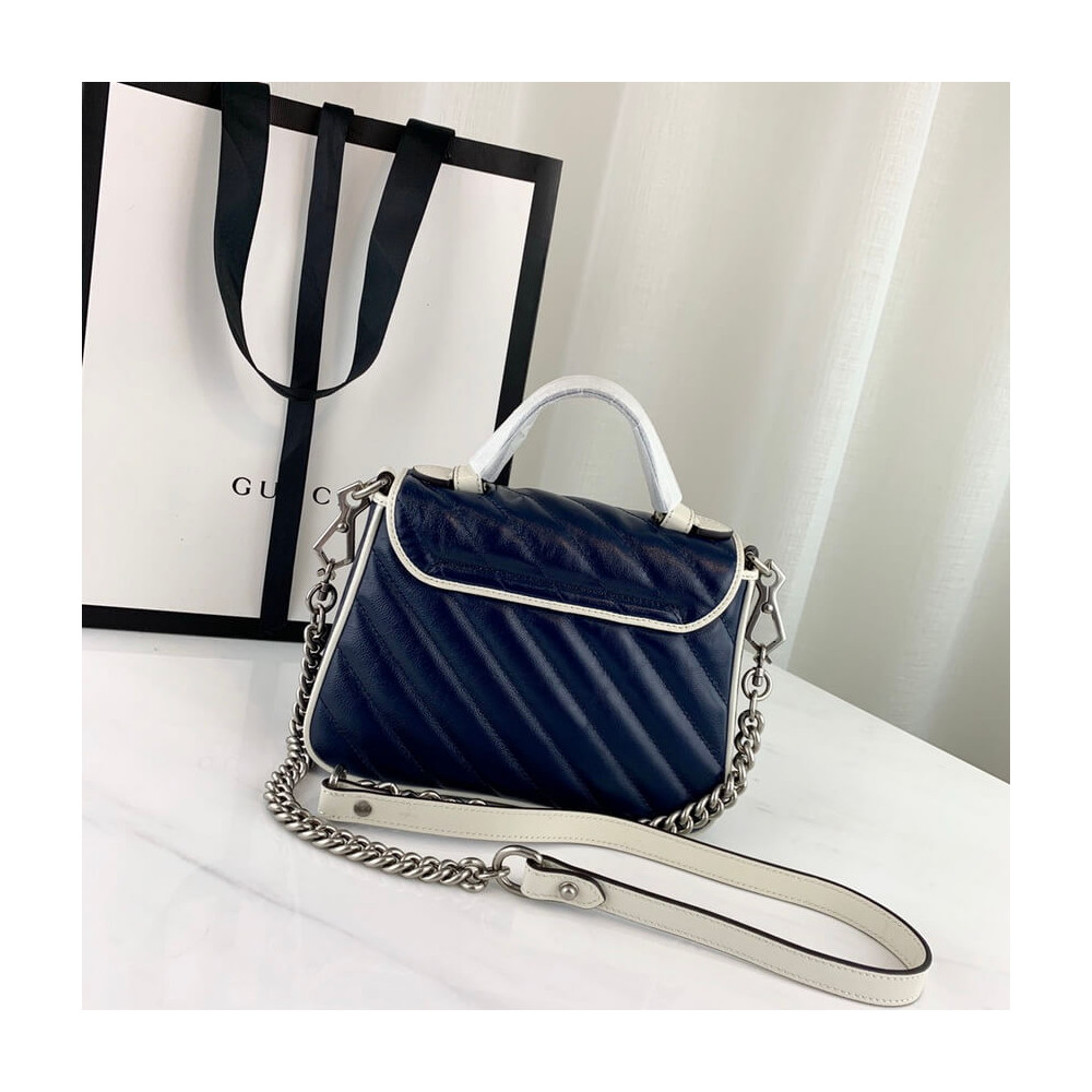 Gucci GG Marmont Mini Top Handle Bag Blue