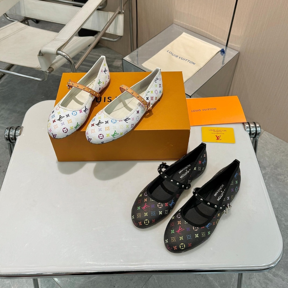 Louis Vuitton X Takashi Murakami Romy Flat Ballerina Black 1Agvc3