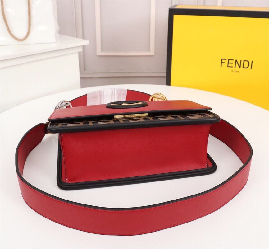 Fendi Kan I F Logo Red Bag 25Cm