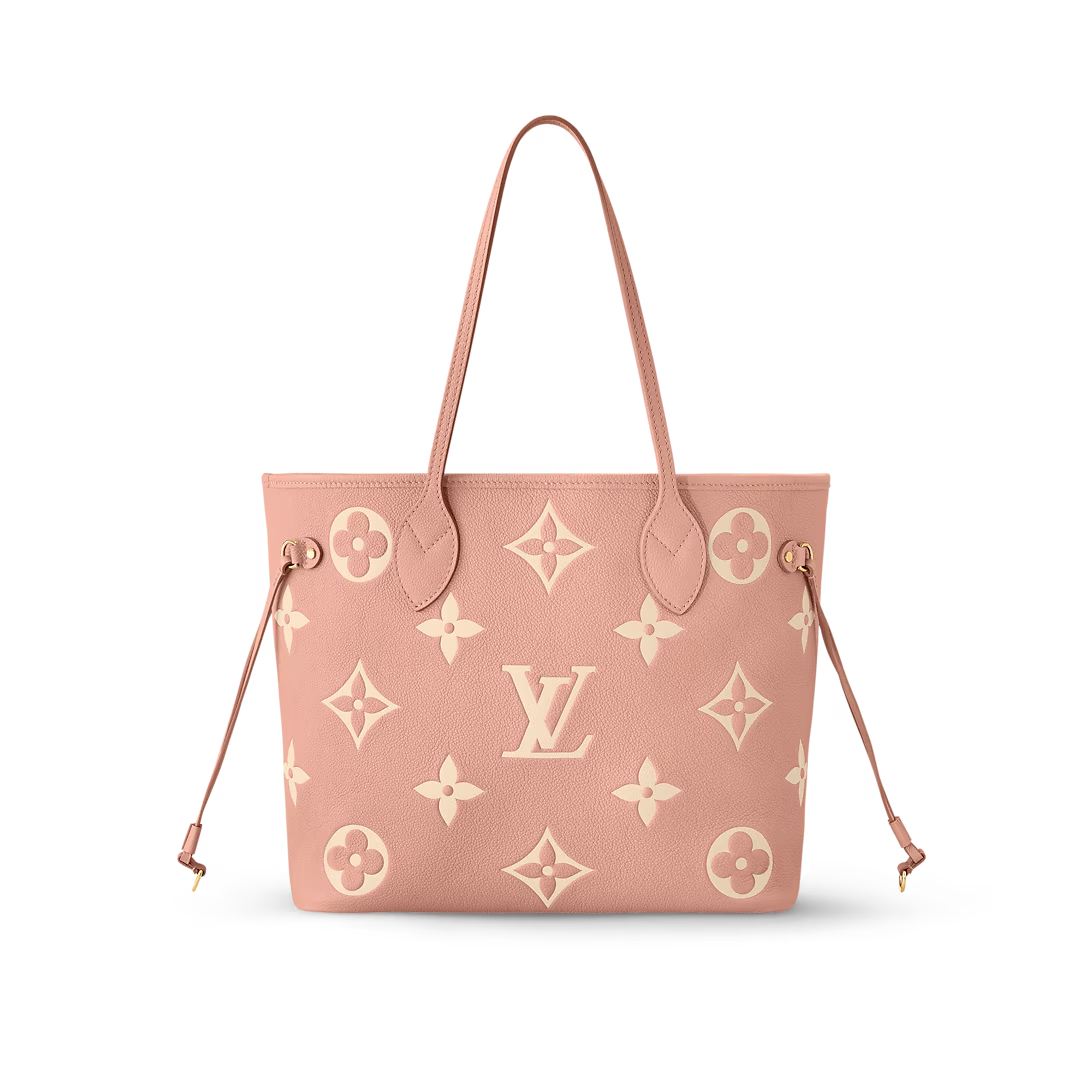 Louis Vuitton Neverfull MM Tote Bag Monogram Empreinte Trianon Pink / Cream 31cm M46329
