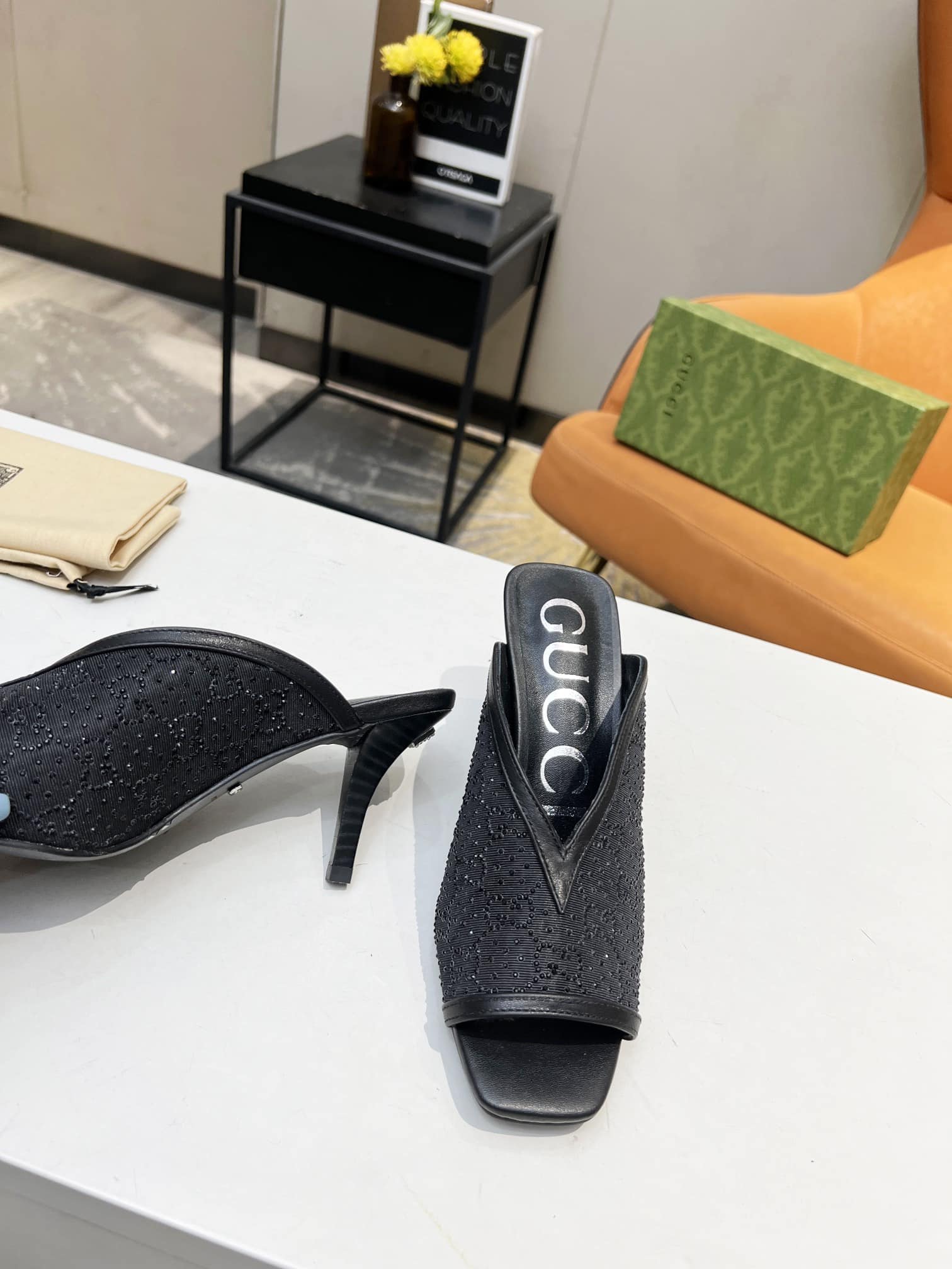 Gucci Black Gg Demi Embellished Black