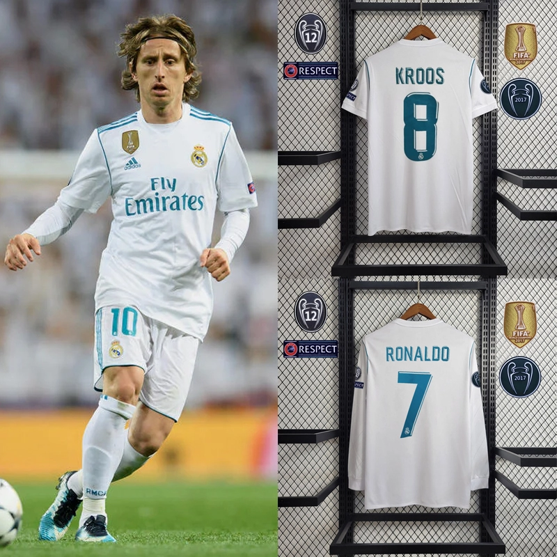 Retro 2017-18 Real Madrid home RONALDO Benzema BALE Sergio Ramos ISCO KROOS MODRIC Football jersey retro