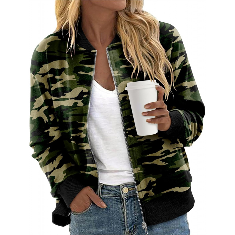 Women's Zip Up Jacket Casual Long Sleeve