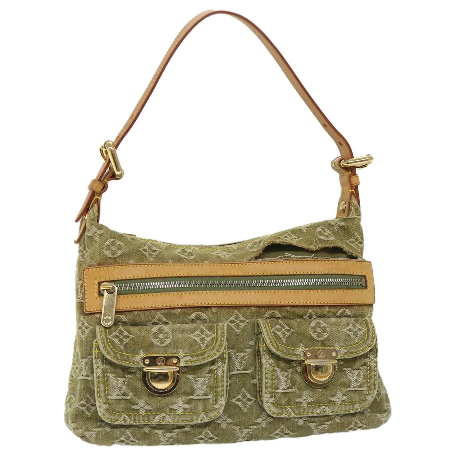 Vintage LOUIS VUITTON Monogram Denim Buggy PM Hand Bag Khaki