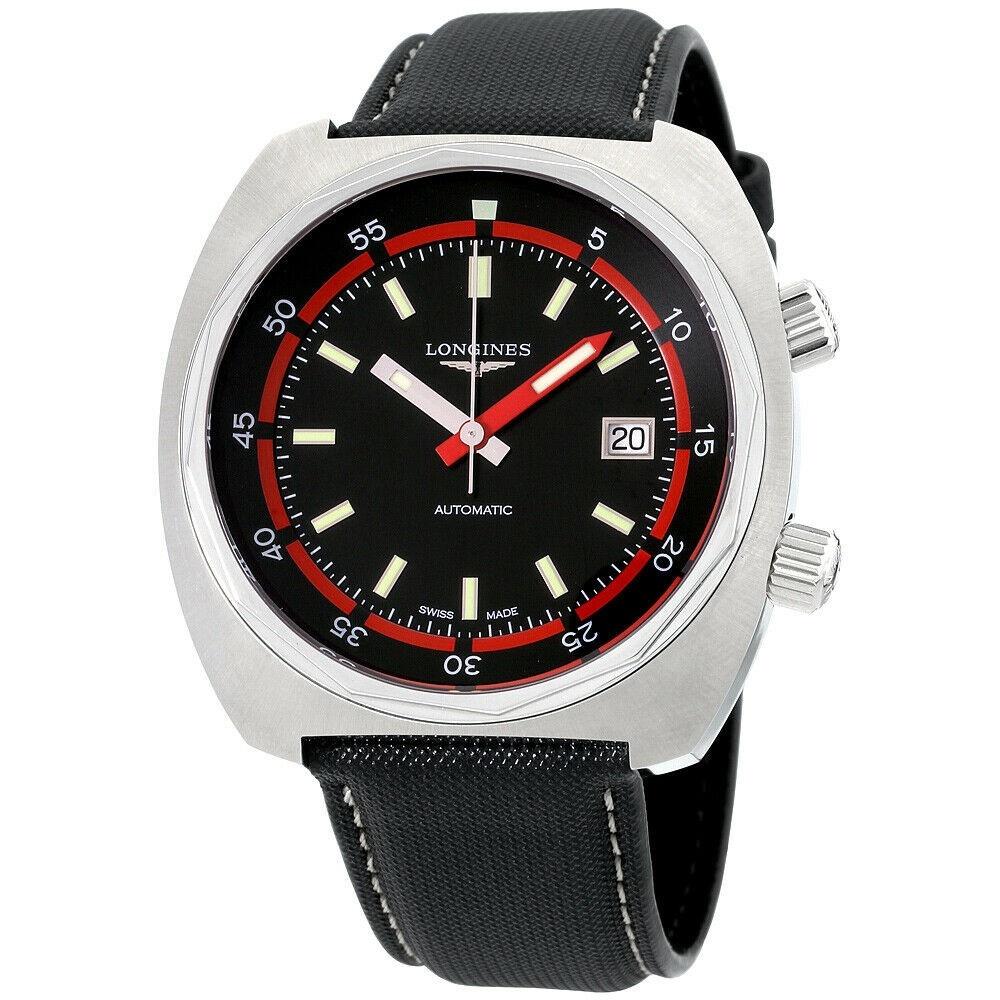 【Super Clone】Longines Men's L2.795.4.52.0 Heritage Black Canvas Watch