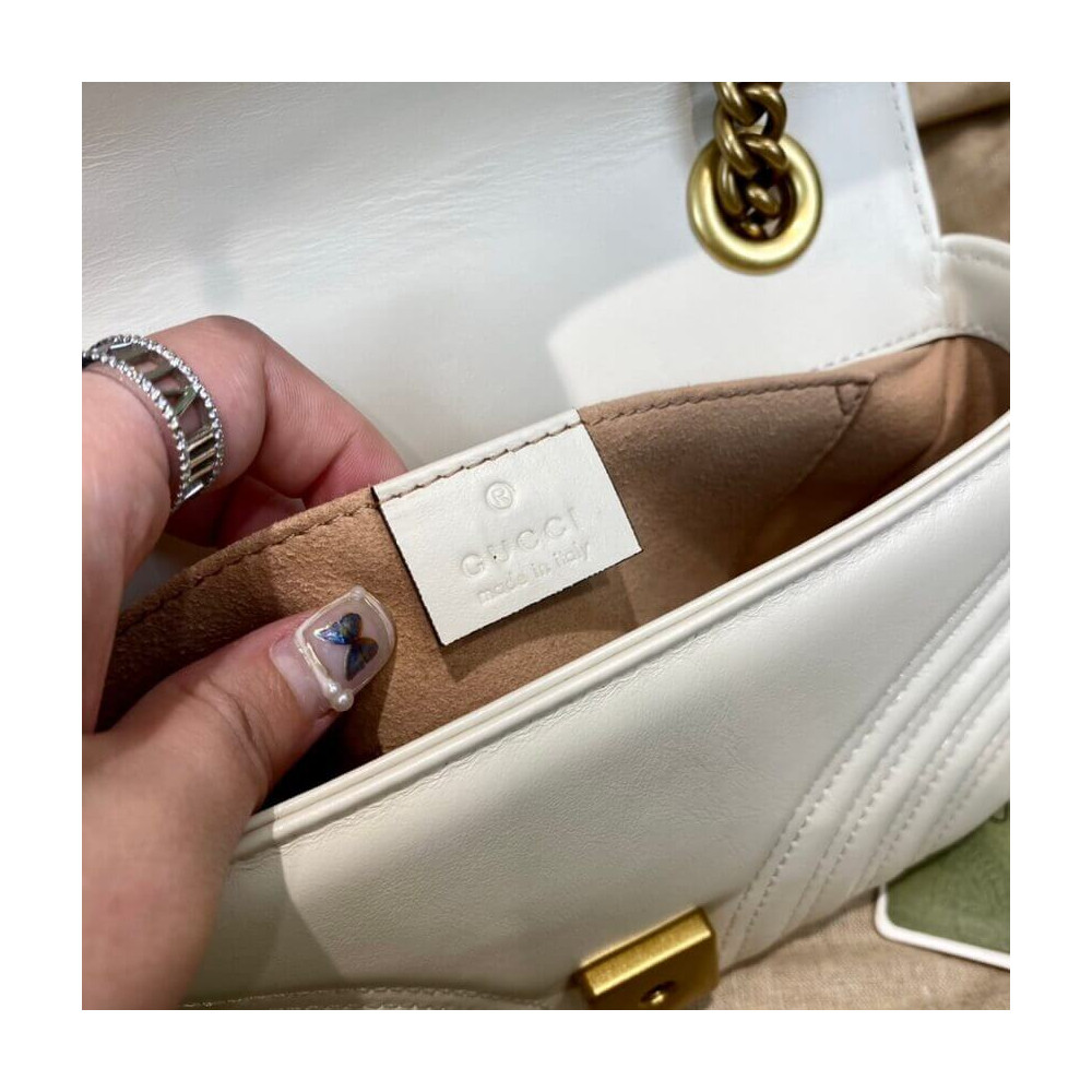 Gucci GG Marmont Matelasse Chevron Leather Mini Bag White
