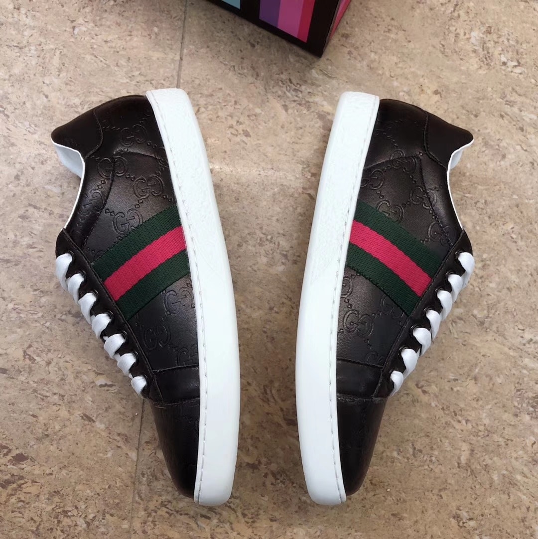 Gucci Ace Black Logo Sneaker 386750 Cwcg0 1070