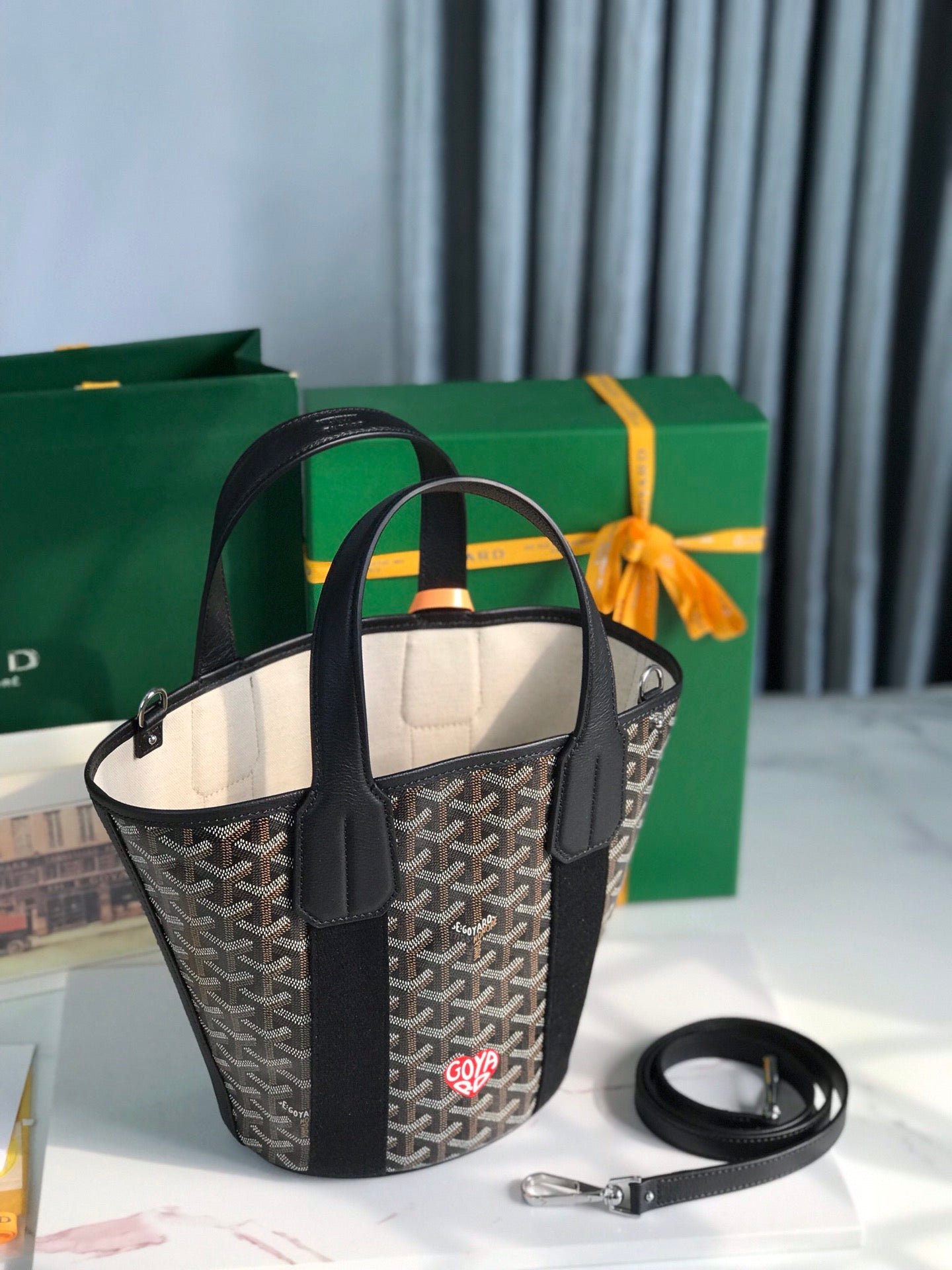 Goyard Small Belharra 24 Cm Black Goyardine Canvas And Lambskin