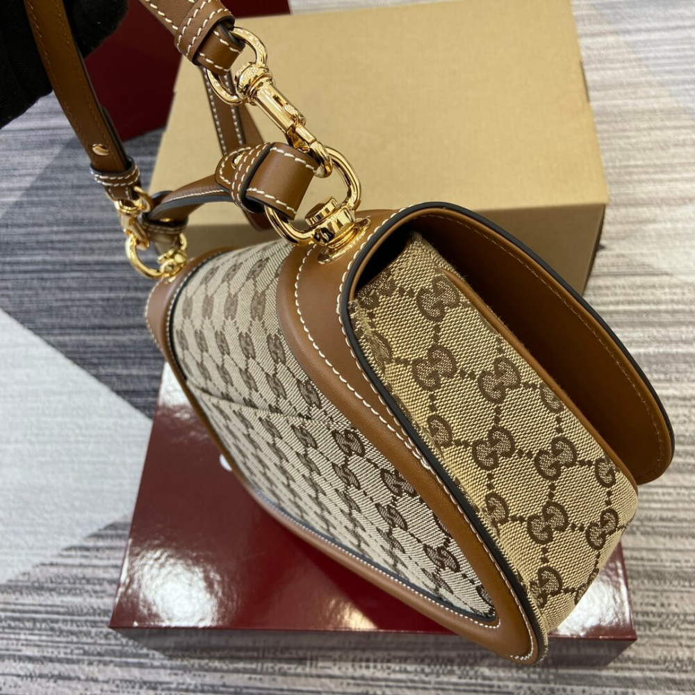 Gucci Blondie Small Top Handle Bag Brown Canvas