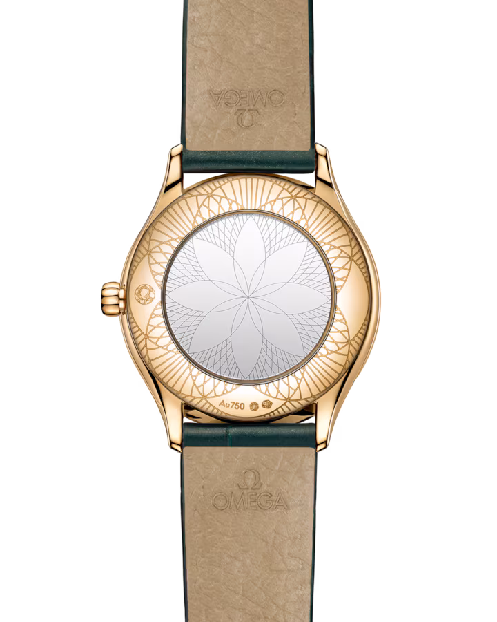 Omega De Ville Mini Trésor 26 mm Yellow Dial with Diamonds Moonshine™ 18k Rose Gold Strap 428.58.26.60.99.002