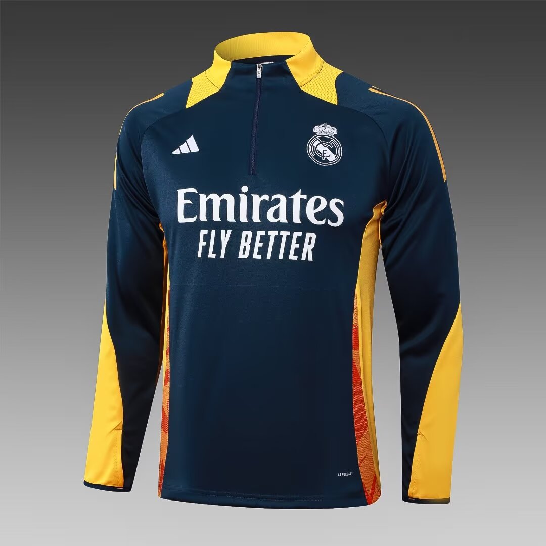 2024/2025 Real Madrid Half-Pull Training Suit Royal Blue Football Shirt 1:1 Thai Quality
