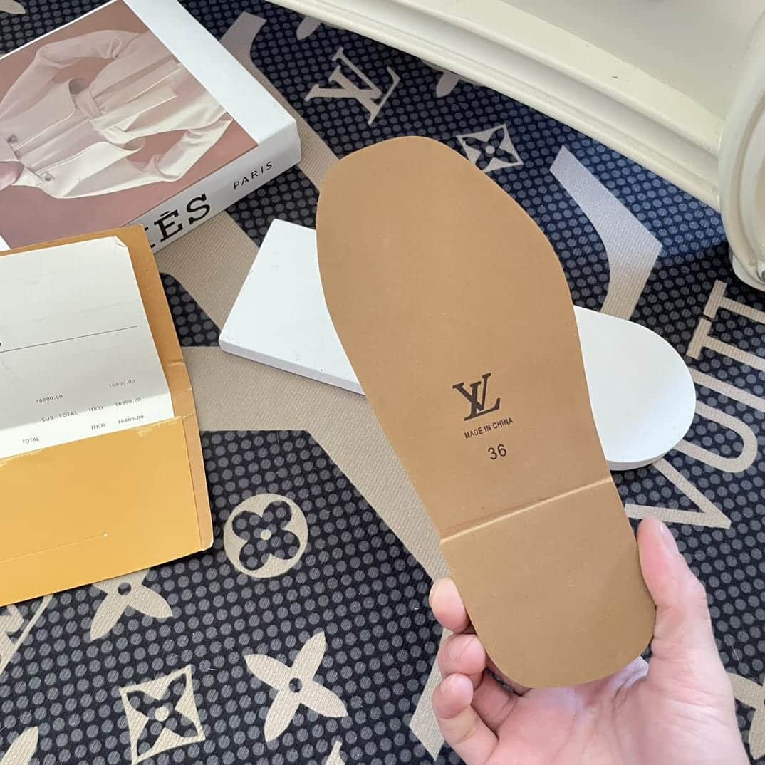 Louis Vuitton Cross Strap Flat Slides Blue