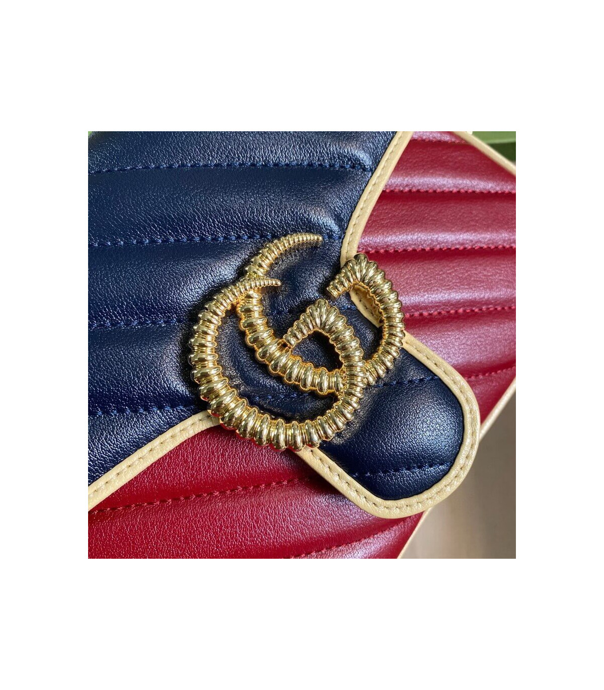 Gucci GG Marmont Mini Bag Blue and Red Leather