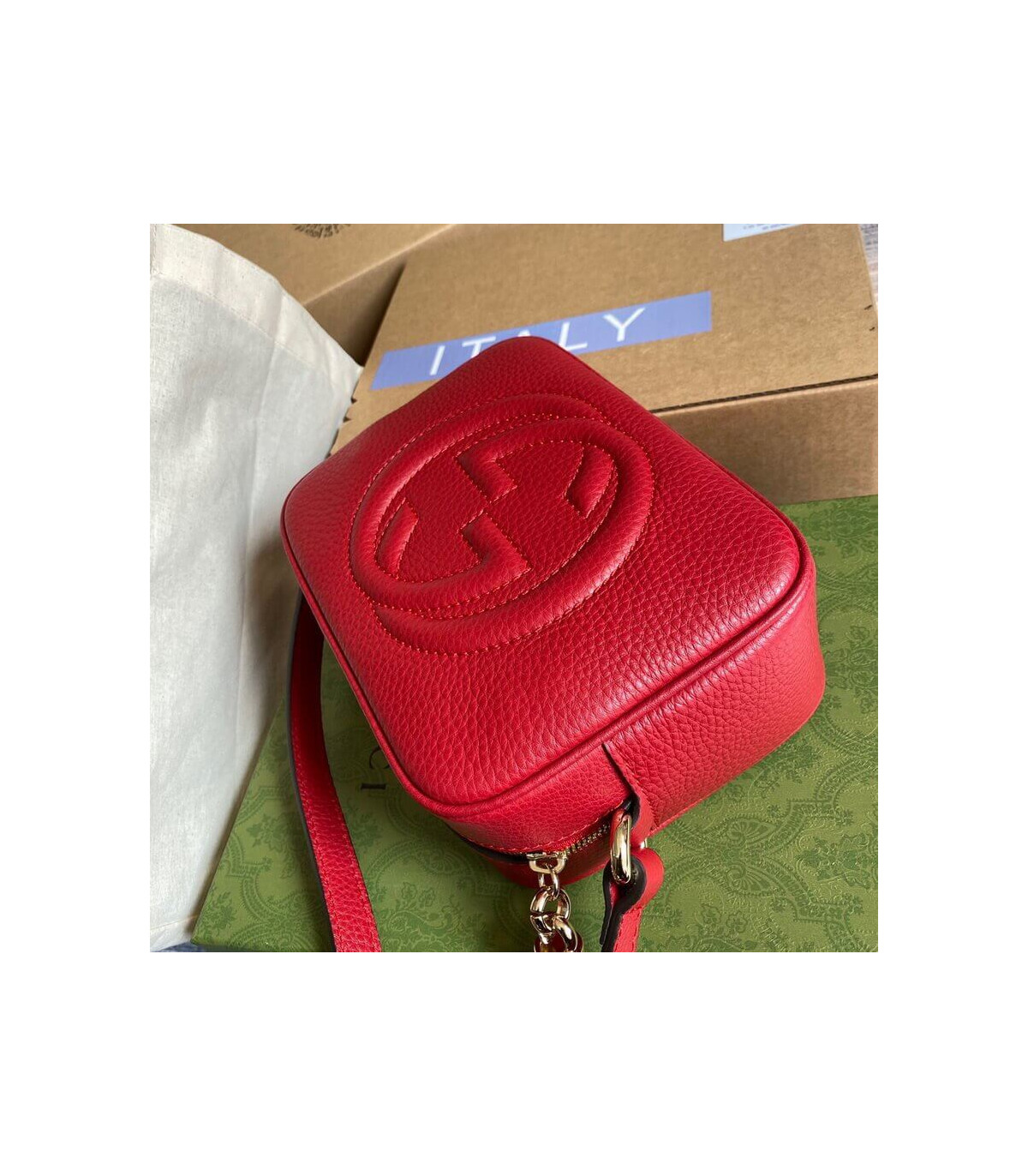 Gucci Soho Small Leather Disco Bag Red