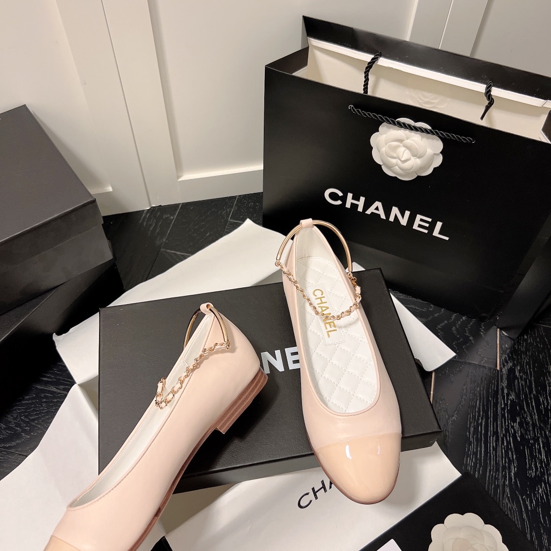Chanel Interlocking Cc Logo Ballet Flats Light Pink