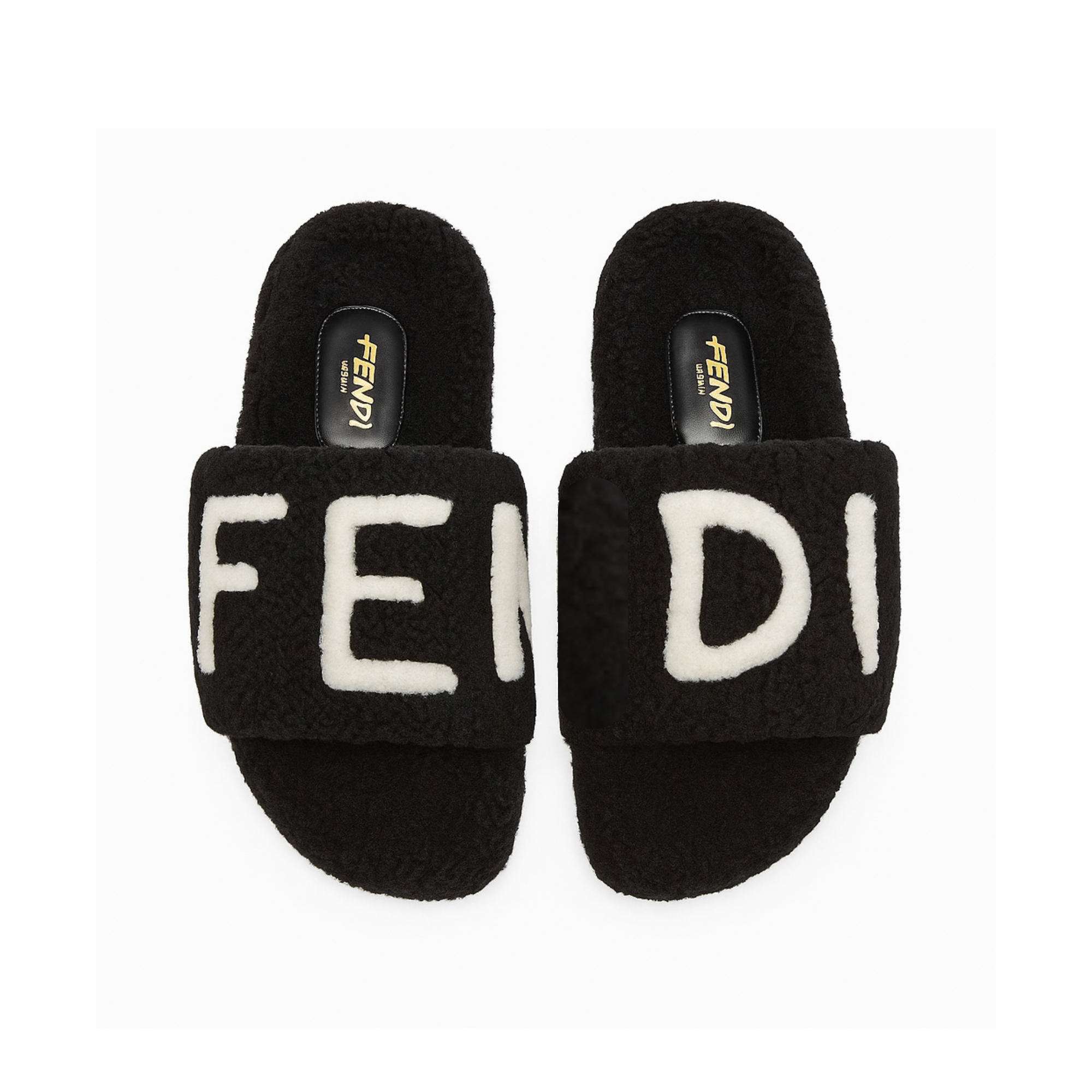 Fendi Fleece Slippers Black
