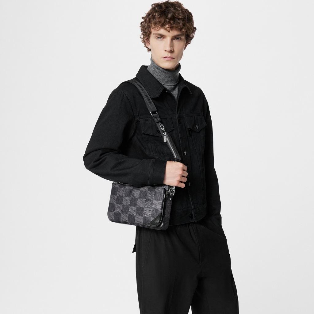 Louis Vuitton Trio Messenger Bag Damier Canvas Black 25Cm N50017