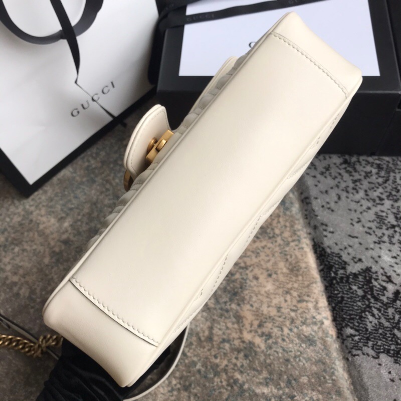 Gucci Gg Marmont Mini Shoulder Bag White Matelasse 22Cm ‎446744 Dtdit 9022