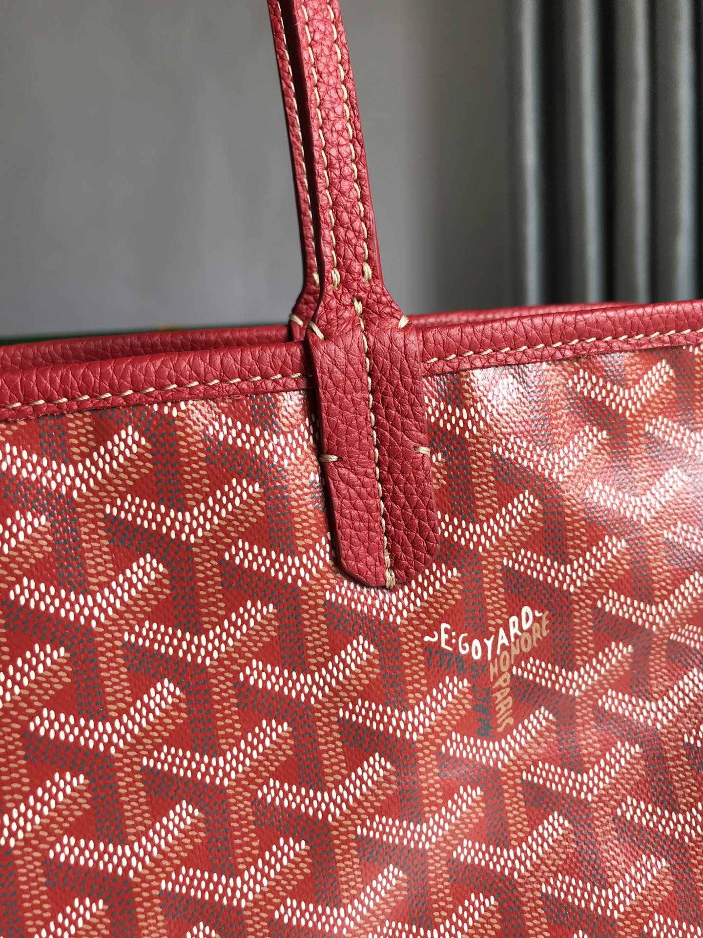Goyard Hardy Pm Bag 40 Cm Red Goyardine Canvas And Taurillon Leather Trim
