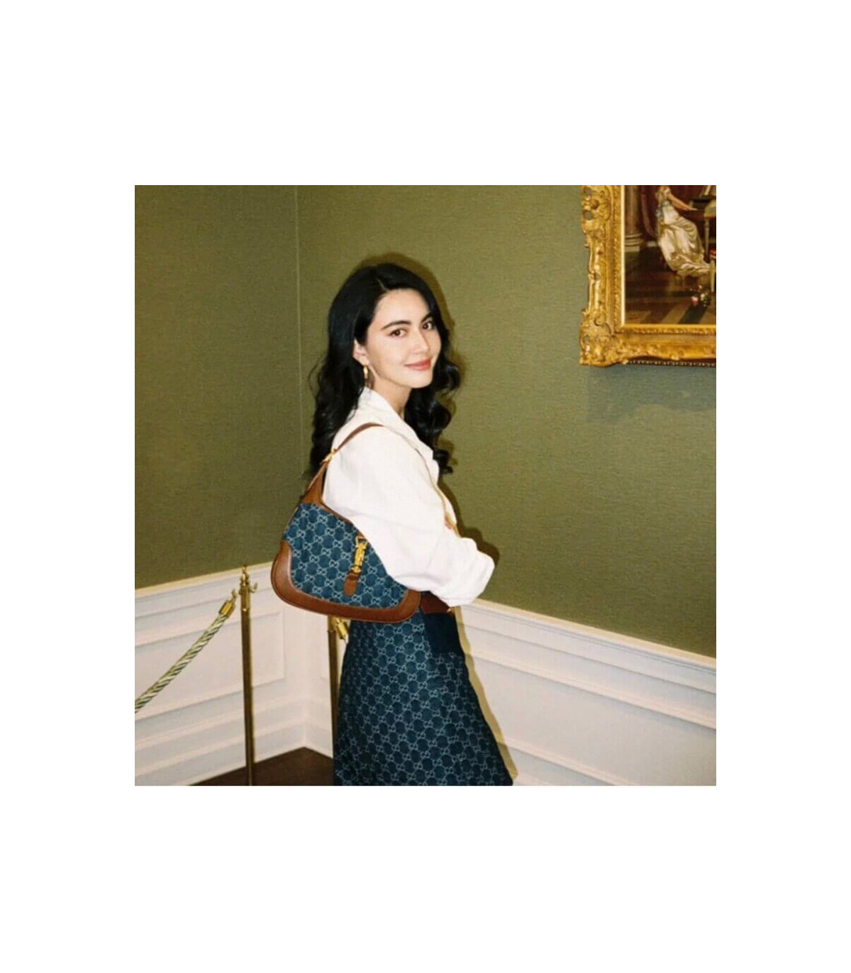 Gucci Jackie 1961 Small Shoulder Bag in Blue Jacquard Denim 28cm