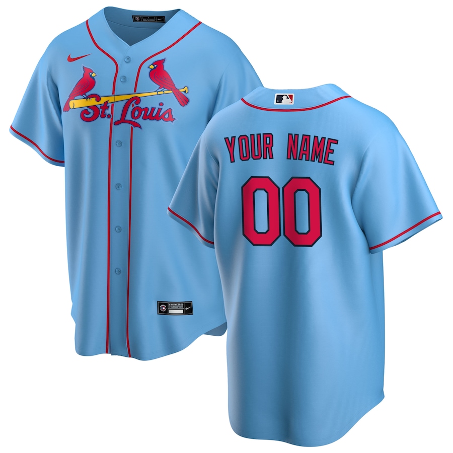 St. Louis Cardinals Alternate Custom Jersey Light Blue