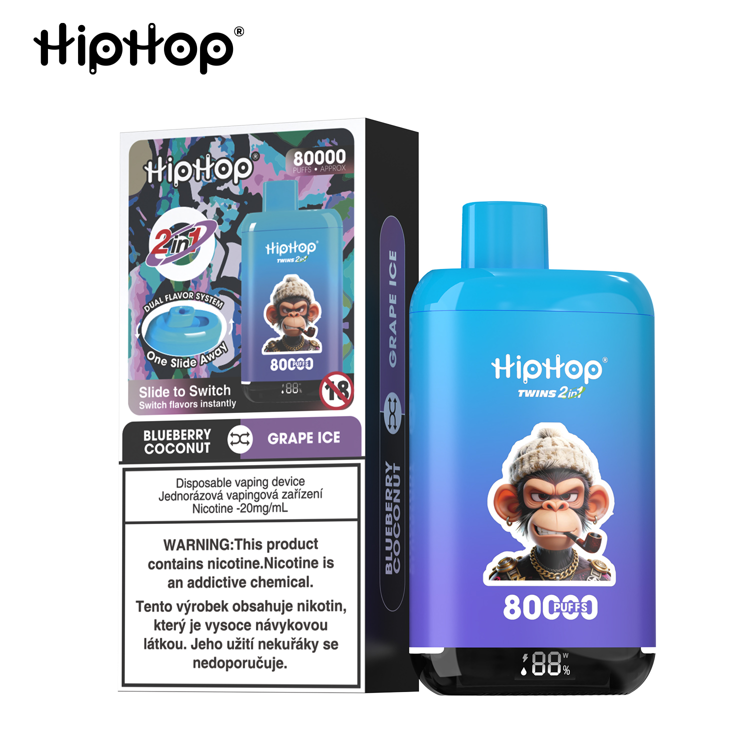 HIPHOP 80k Puffs Prefilled Vape |  Rechargeable