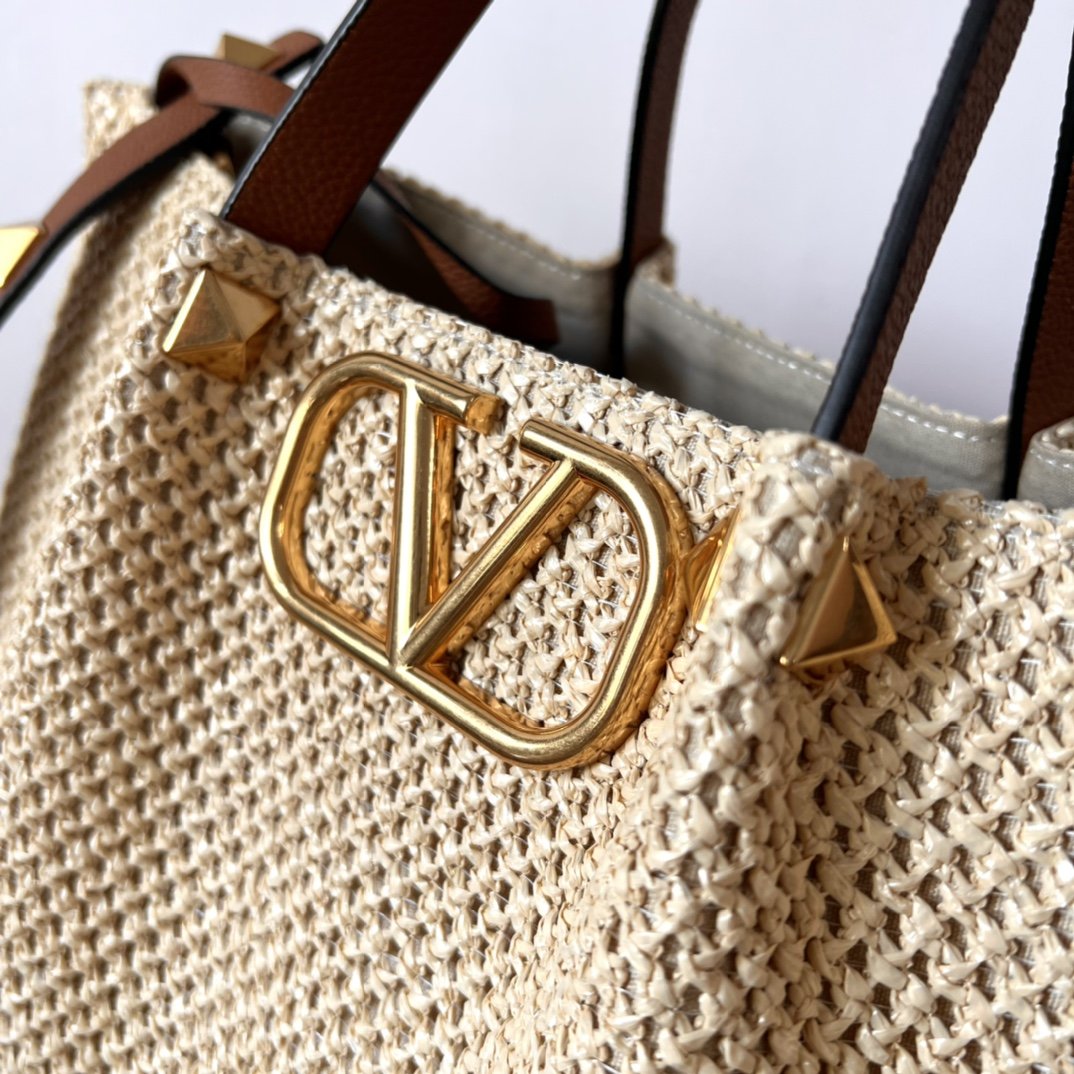 Valentino Garavani Summer Woven Natural Brown Leather Tote Bag 35cm/13.8in