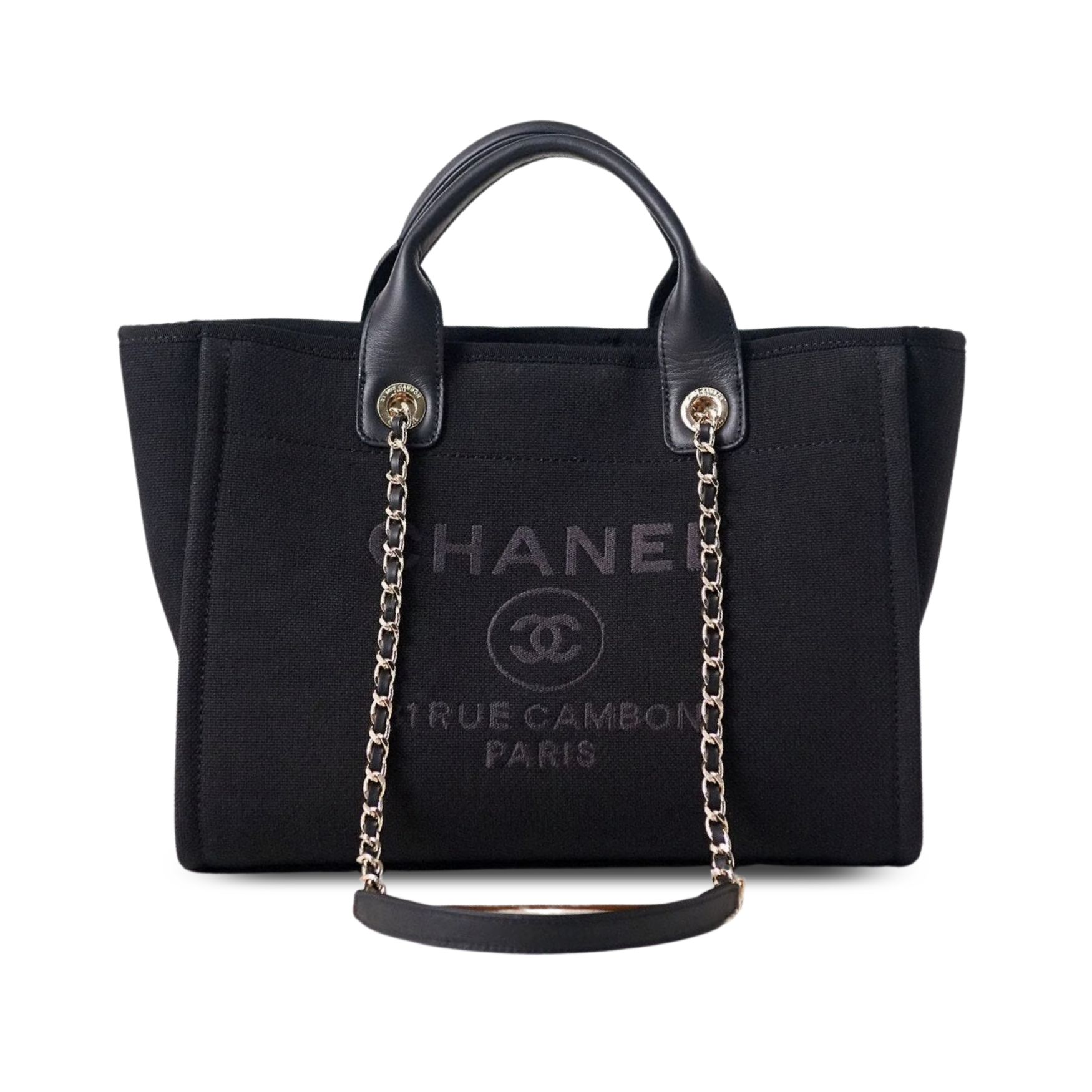 Chanel Deauville Shopping Small Tote Mixed Fabric Calfskin 35Cm Black
