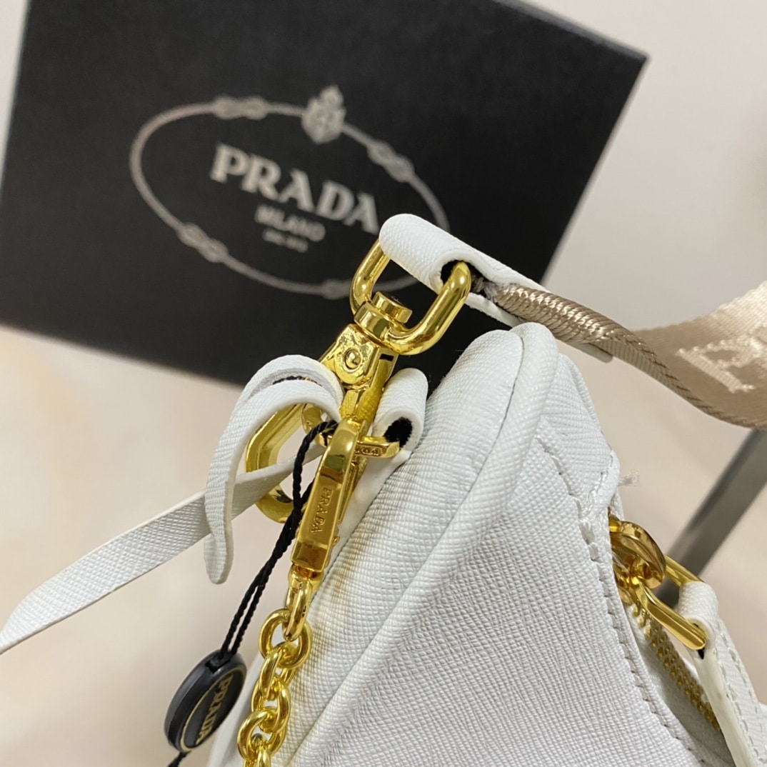 Prada Re Edition 2005 Saffiano Leather Bag White 22cm 1BH204 NZV F02EN V V2M