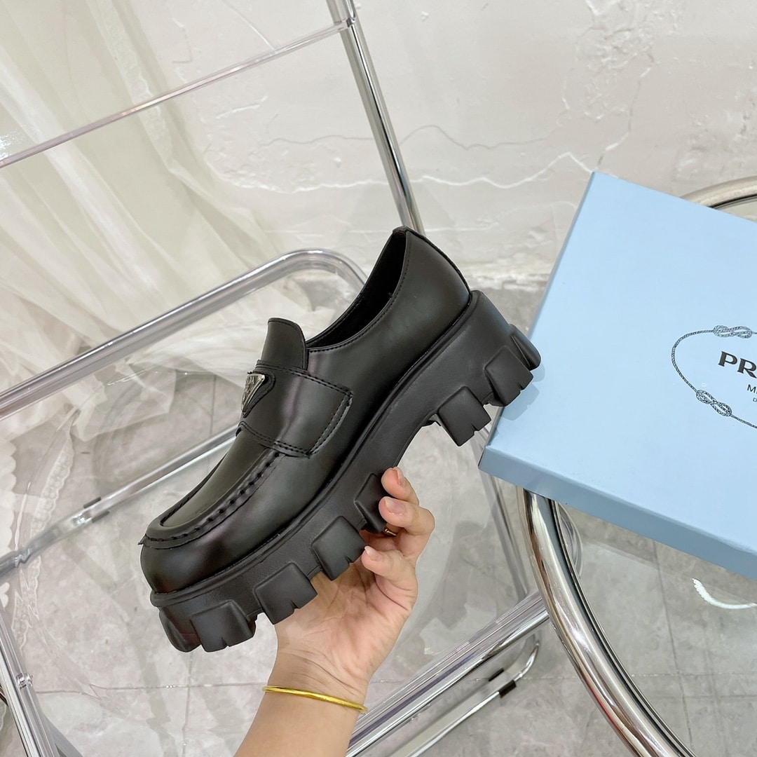 Prada Monolith Brushed Black Leather Loafers 2De129B4Lf0002