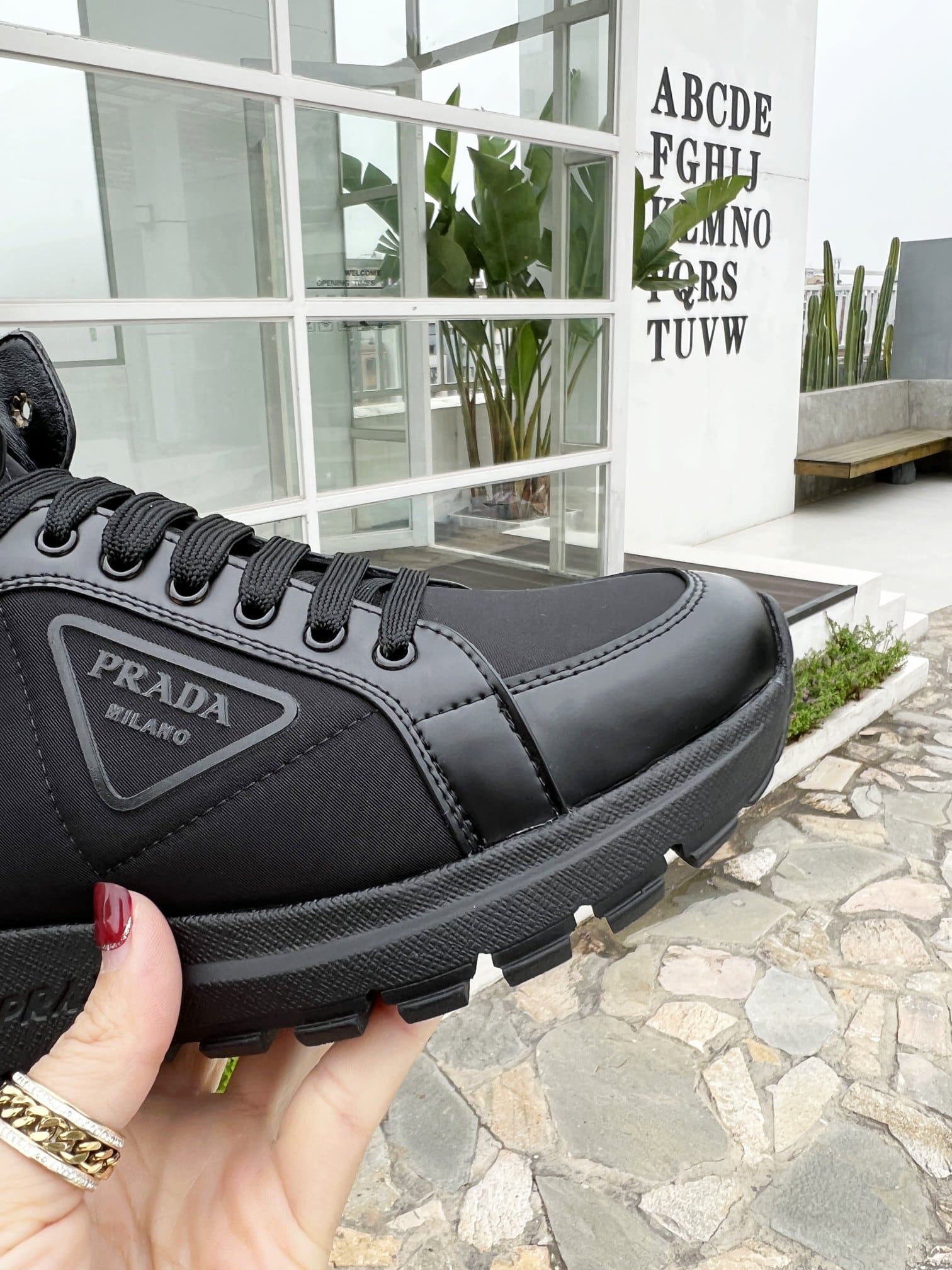 Prada Prax 01 Re-Nylon And Brushed Leather Sneakers Black 4T35923Lf5F0002