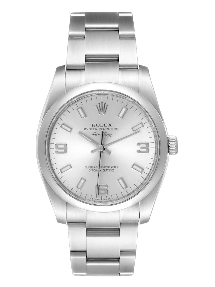 【Super Clone】Rolex Oyster Perpetual Air-King 114200 Silver Arabic Dial 34mm Unisex Replica watch