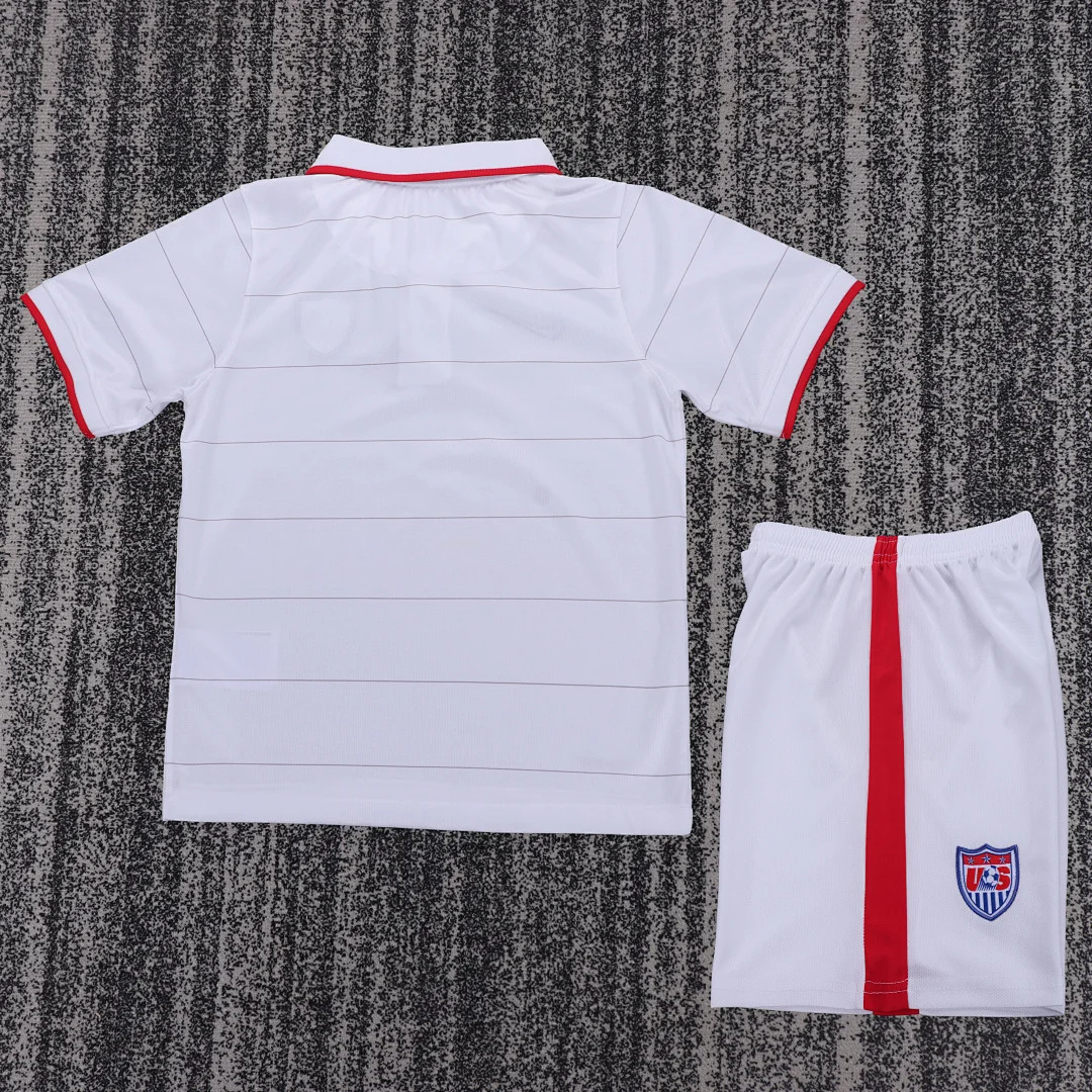 2014 Retro United States Team Home White Football Jersey Player Version Kids Size