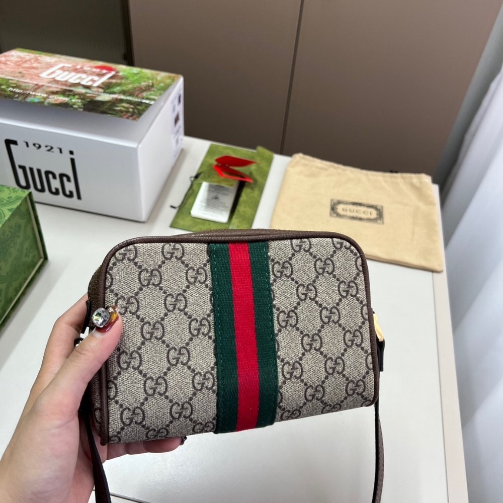 Gucci Ophidia Mini Bag Beige And Ebony 17Cm 517350 96IWS 8745