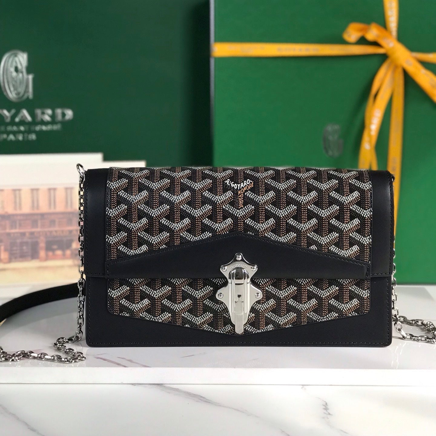 Goyard Duchesse Marie-Caroline Bag 25 Cm Black Goyardine Canvas And Smooth Calfskin