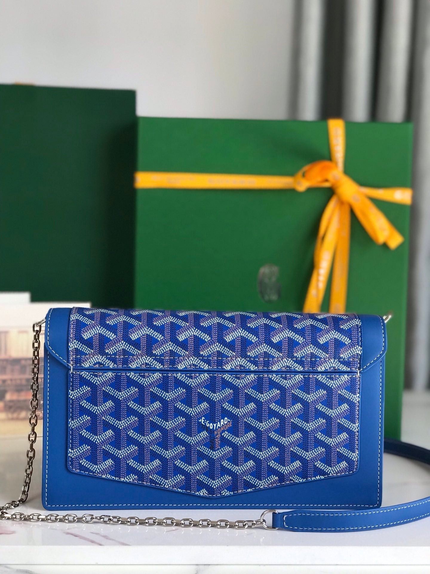 Goyard Duchesse Marie-Caroline Bag 25cm Sapphire Blue Goyardine Canvas And Smooth Calfskin