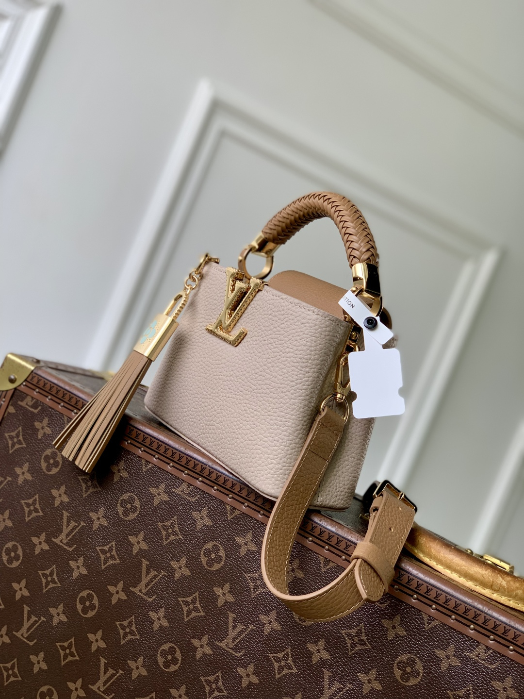 LOUIS VUITTON Capucines Grey and Brown Mini Bag